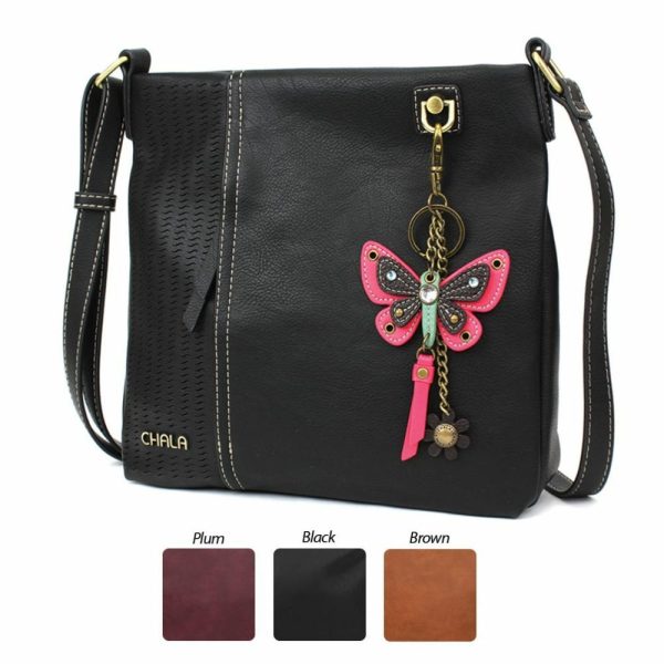 Crossbodies |  Lasercut Crossbody – Mini Keychain Butterfly Pink Crossbodies Black