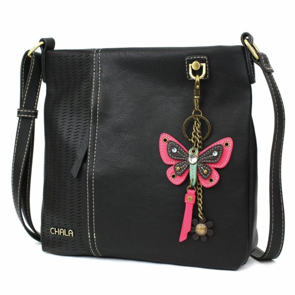 Crossbodies |  Lasercut Crossbody – Mini Keychain Butterfly Pink Crossbodies Black