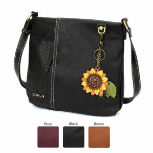 Crossbodies |  Lasercut Crossbody – Mini Keychain Sunflower Crossbodies Black