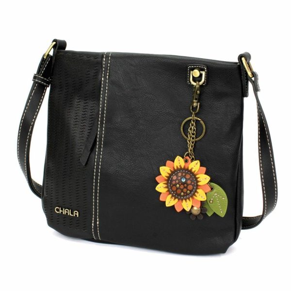 Crossbodies |  Lasercut Crossbody – Mini Keychain Sunflower Crossbodies Black