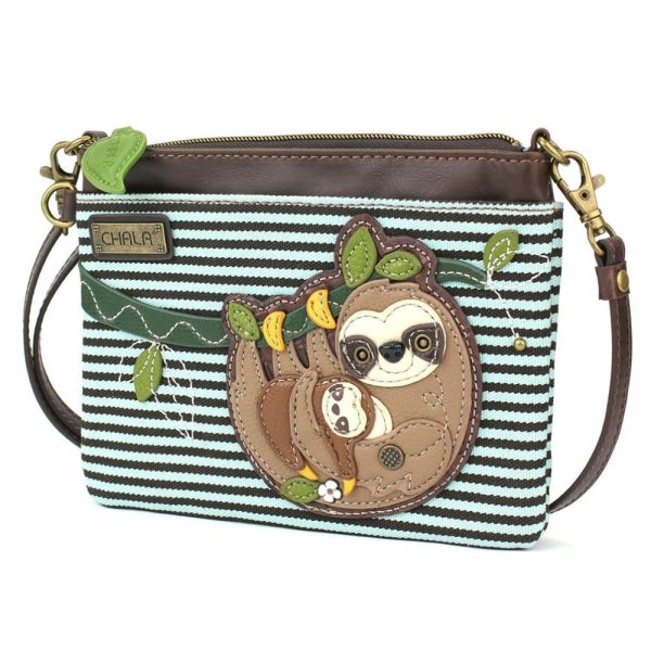 Crossbodies |  Mini Crossbody – Sloth Family Crossbodies Blue Stripe Approx