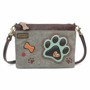 Crossbodies |  Mini Crossbody – Teal Pawprint (Gray) Crossbodies Crossbodies