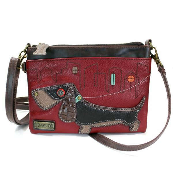 Crossbodies |  Mini Crossbody – Wiener Dog (Burgundy) Crossbodies Burgundy Approx