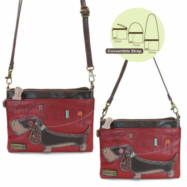 Crossbodies |  Mini Crossbody – Wiener Dog (Burgundy) Crossbodies Burgundy Approx