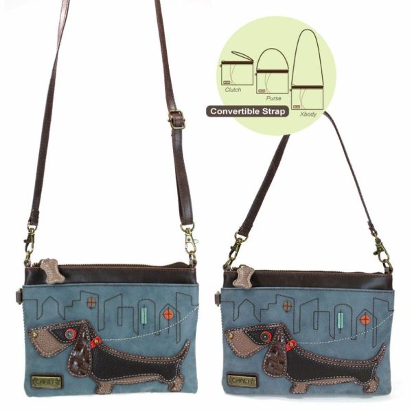 Crossbodies |  Mini Crossbody – Wiener Dog (Indigo) Crossbodies Crossbodies