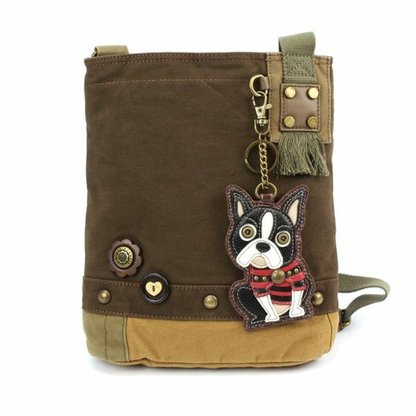 Crossbodies |  Patch Crossbody – Boston Terrier Crossbodies Brown