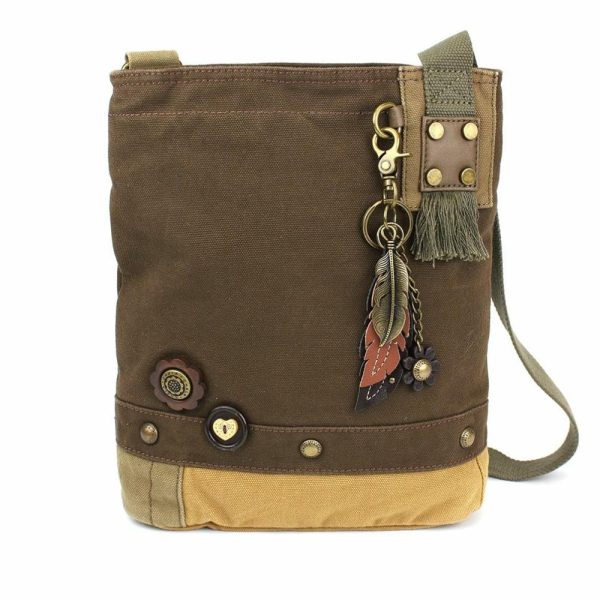 Crossbodies |  Patch Crossbody – Metal Charming Feather Crossbodies Brown