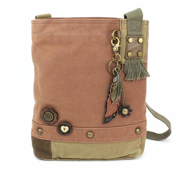 Crossbodies |  Patch Crossbody – Metal Charming Feather Crossbodies Brown