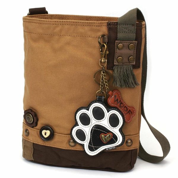 Crossbodies |  Patch Crossbody – Paw Print B&W Crossbodies Brown