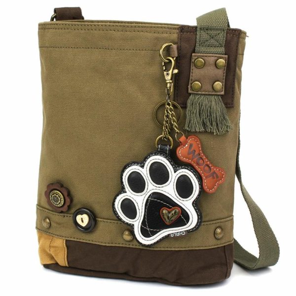 Crossbodies |  Patch Crossbody – Paw Print B&W Crossbodies Brown