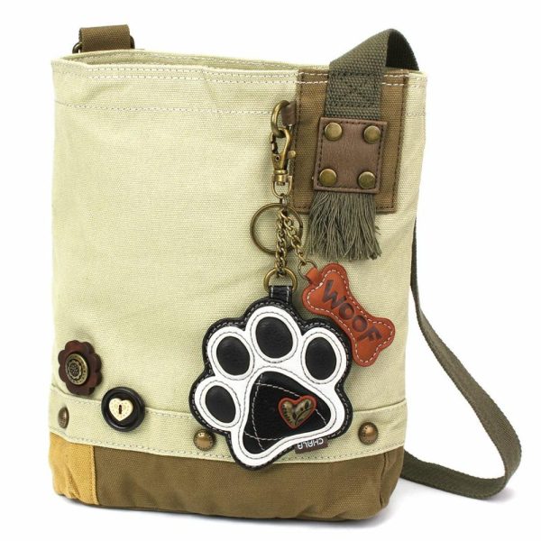 Crossbodies |  Patch Crossbody – Paw Print B&W Crossbodies Brown