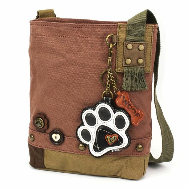 Crossbodies |  Patch Crossbody – Paw Print B&W Crossbodies Brown