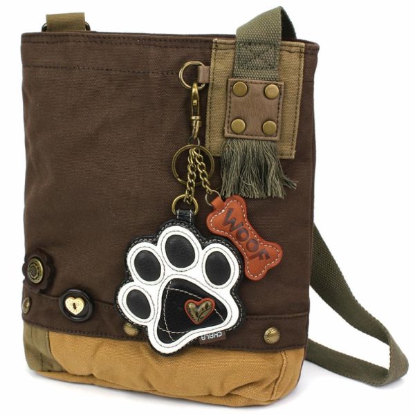 Crossbodies |  Patch Crossbody – Paw Print B&W Crossbodies Brown