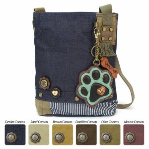 Crossbodies |  Patch Crossbody – Paw Print Teal Crossbodies Brown