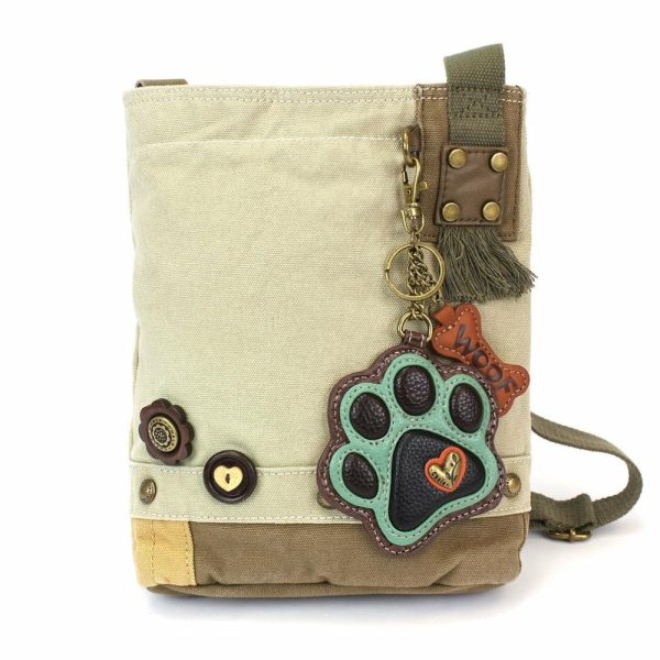 Crossbodies |  Patch Crossbody – Paw Print Teal Crossbodies Brown