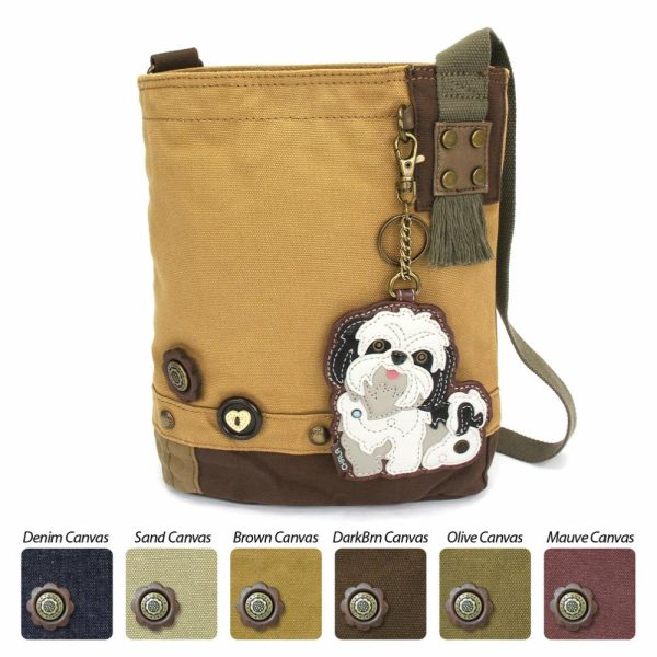 Crossbodies |  Patch Crossbody – Shih Tzu White Crossbodies Brown