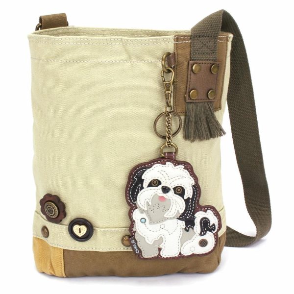 Crossbodies |  Patch Crossbody – Shih Tzu White Crossbodies Brown