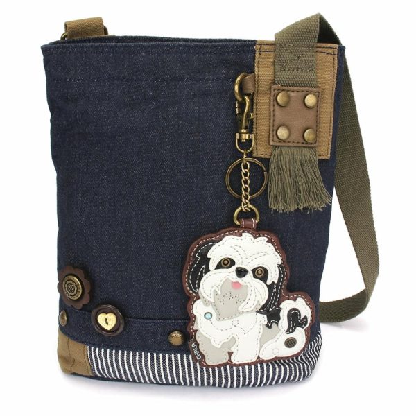 Crossbodies |  Patch Crossbody – Shih Tzu White Crossbodies Brown