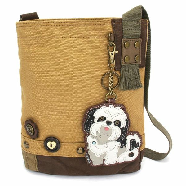 Crossbodies |  Patch Crossbody – Shih Tzu White Crossbodies Brown