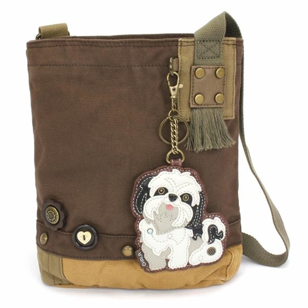 Crossbodies |  Patch Crossbody – Shih Tzu White Crossbodies Brown