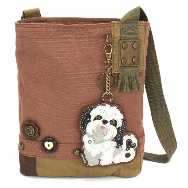 Crossbodies |  Patch Crossbody – Shih Tzu White Crossbodies Brown