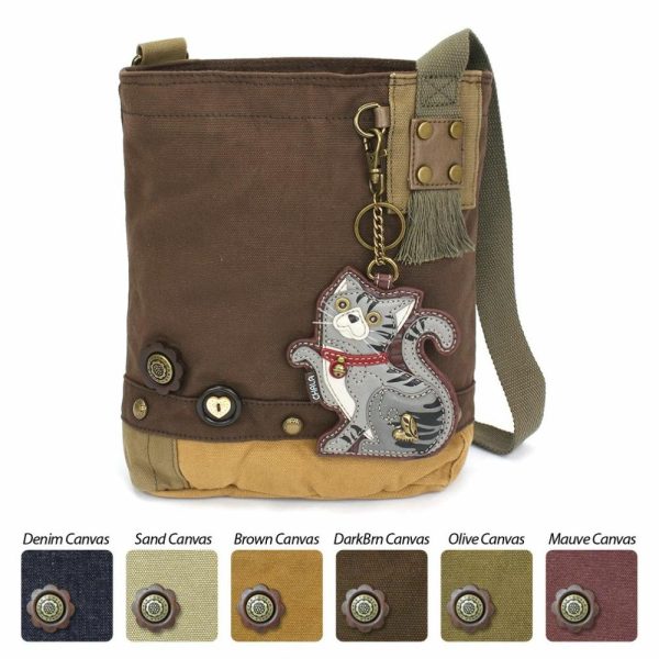 Crossbodies |  Patch Crossbody – Tabby Cat Gray Crossbodies Brown