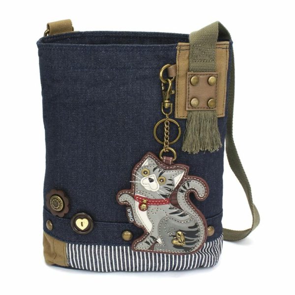 Crossbodies |  Patch Crossbody – Tabby Cat Gray Crossbodies Brown