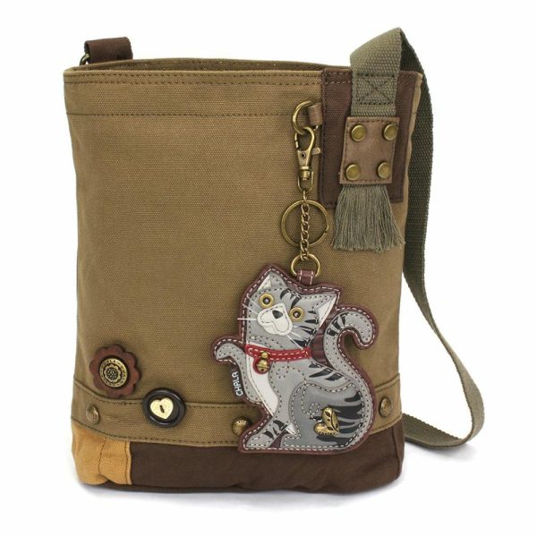 Crossbodies |  Patch Crossbody – Tabby Cat Gray Crossbodies Brown