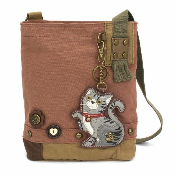 Crossbodies |  Patch Crossbody – Tabby Cat Gray Crossbodies Brown