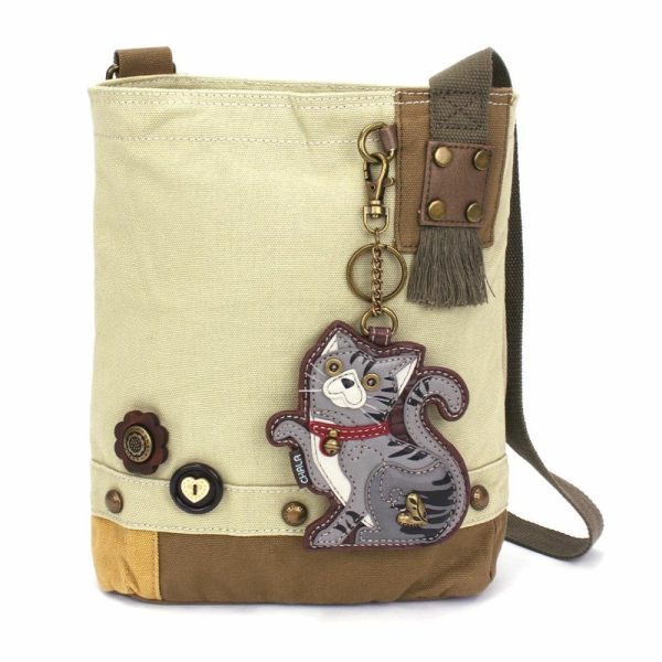 Crossbodies |  Patch Crossbody – Tabby Cat Gray Crossbodies Brown