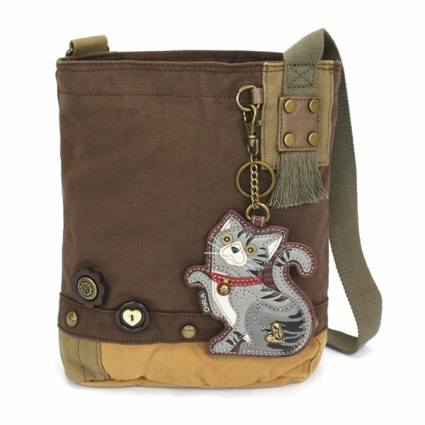 Crossbodies |  Patch Crossbody – Tabby Cat Gray Crossbodies Brown