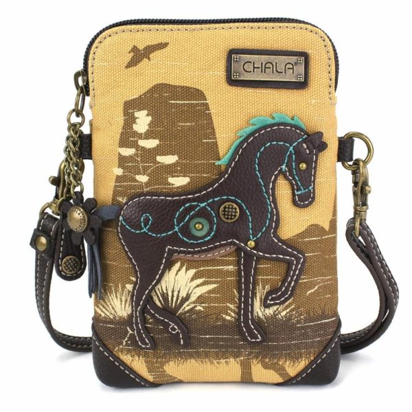 Crossbodies |  Safari Canvas Cellphone Xbody – Horse (Brown) Crossbodies Brown Approx