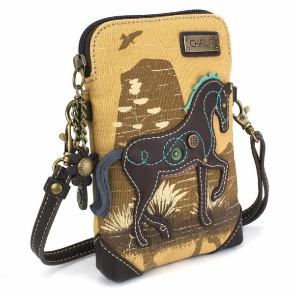 Crossbodies |  Safari Canvas Cellphone Xbody – Horse (Brown) Crossbodies Brown Approx