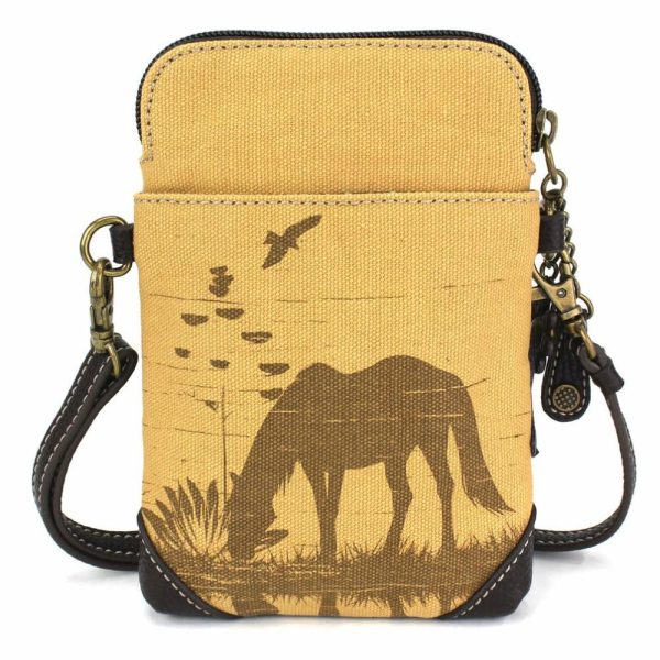 Crossbodies |  Safari Canvas Cellphone Xbody – Horse (Brown) Crossbodies Brown Approx