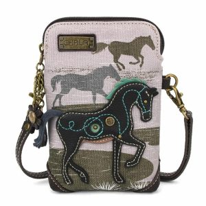 Crossbodies |  Safari Canvas Cellphone Xbody – Horse (Gray) Crossbodies Crossbodies