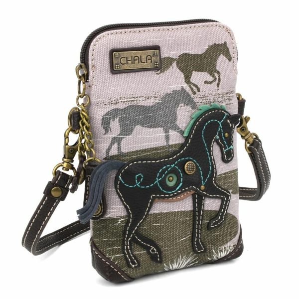 Crossbodies |  Safari Canvas Cellphone Xbody – Horse (Gray) Crossbodies Crossbodies