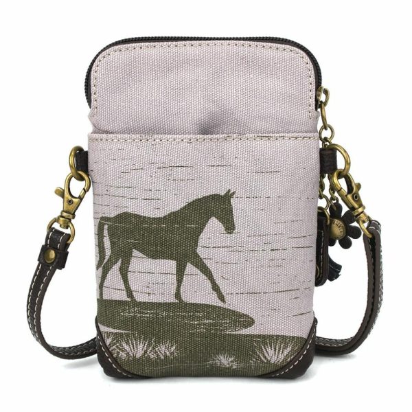 Crossbodies |  Safari Canvas Cellphone Xbody – Horse (Gray) Crossbodies Crossbodies