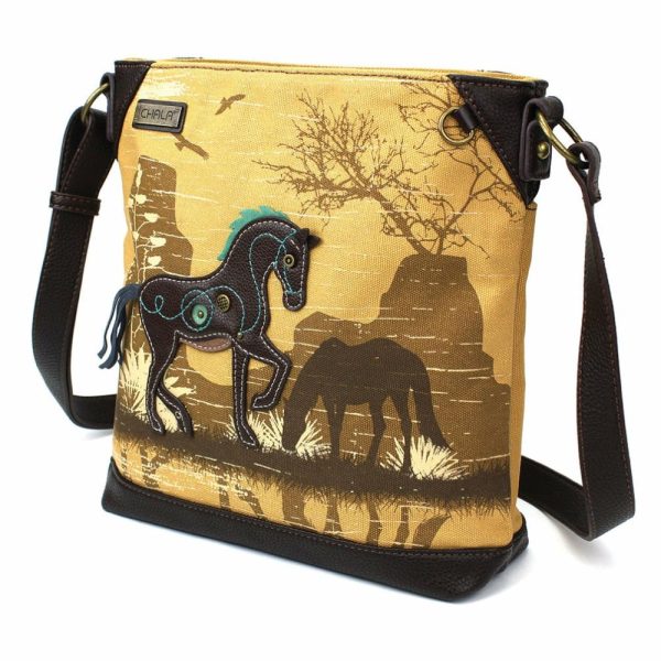 Crossbodies |  Safari Canvas Crossbody – Horse (Brown) Crossbodies Brown Approx