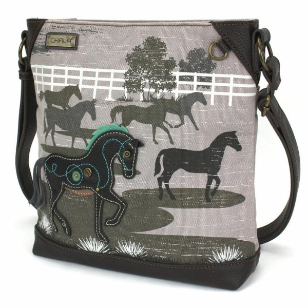 Crossbodies |  Safari Canvas Crossbody – Horse (Gray) Crossbodies Crossbodies