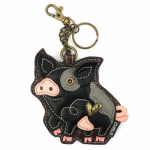 Keychains |  Key Fob/Coin Purse – Spotted Pig – Black Keychains Keychains