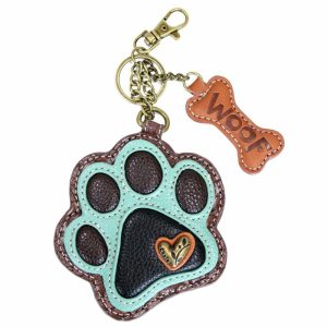 Keychains |  Key Fob/Coin Purse – Teal Pawprint Keychains Keychains