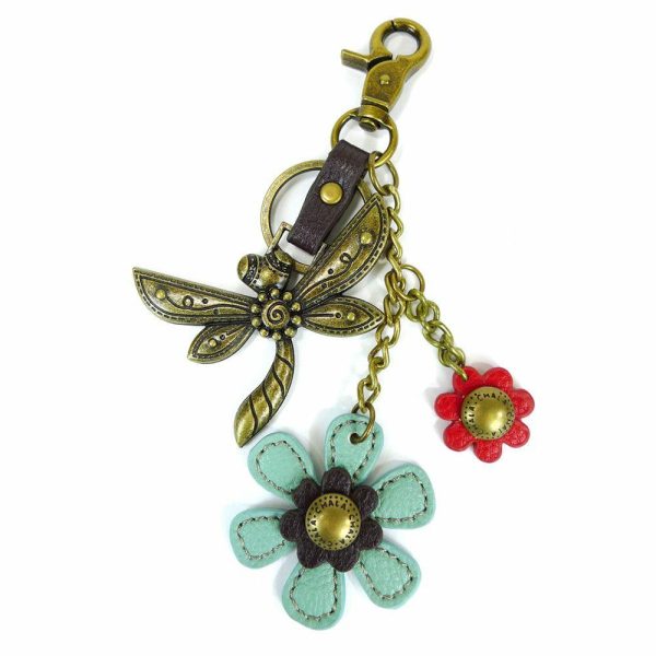 Keychains |  Metal Charming Keychain – Dragonfly & Flower Keychains Keychains