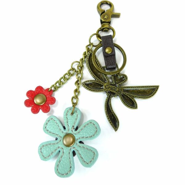 Keychains |  Metal Charming Keychain – Dragonfly & Flower Keychains Keychains