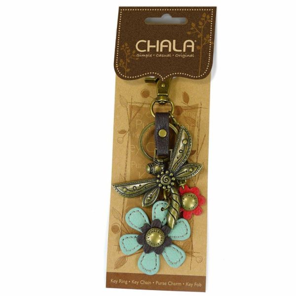 Keychains |  Metal Charming Keychain – Dragonfly & Flower Keychains Keychains