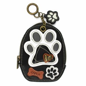 Keychains |  Mini Coin Purse Keychain – Pawprint Keychains Black Approx