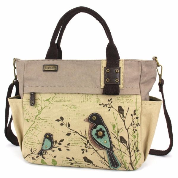 Totes & Satchels |  Canvas Print Pocket Tote – Bird Totes & Satchels Sand Approx