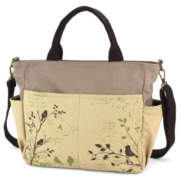 Totes & Satchels |  Canvas Print Pocket Tote – Bird Totes & Satchels Sand Approx