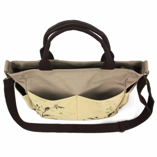 Totes & Satchels |  Canvas Print Pocket Tote – Bird Totes & Satchels Sand Approx