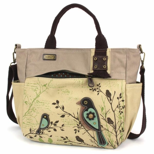 Totes & Satchels |  Canvas Print Pocket Tote – Bird Totes & Satchels Sand Approx