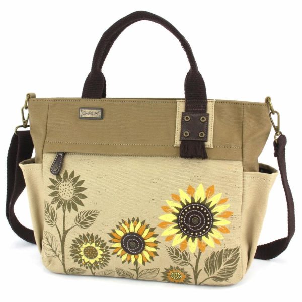 Totes & Satchels |  Canvas Print Pocket Tote – Sunflower Totes & Satchels Sand Approx